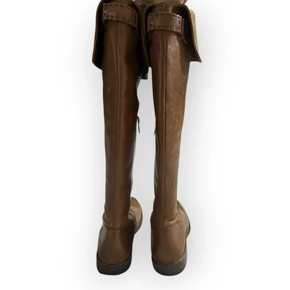 Frye Shirley Leather Riding Boots Women's Size 6B Brown Over-the-Knee Western